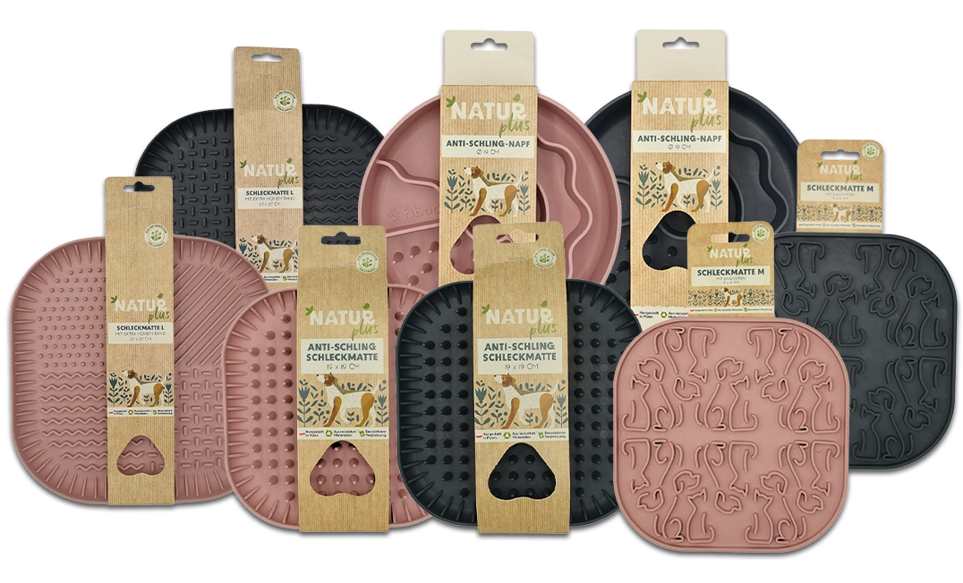 Neuheit NATURplus Schleckmatten und Anti-Schling-Napf: Verschiedene Ausführungen in rosa und schwarz