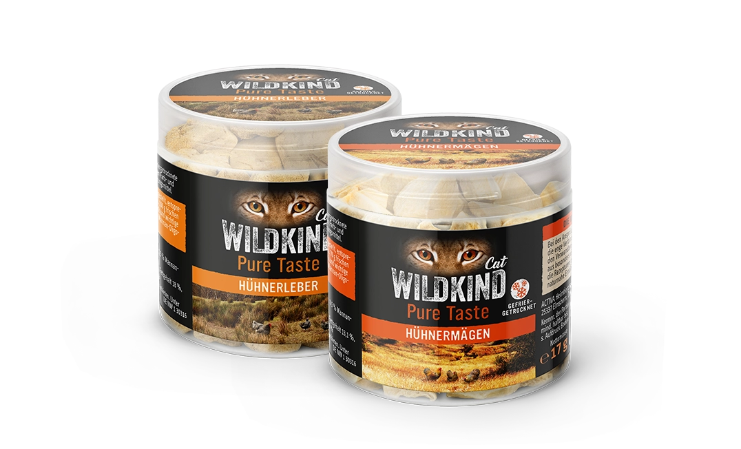 Neuheit Katzensnacks von WILDKIND Cat: Neue Sorten mit Hühnerleber und Hühnermägen
